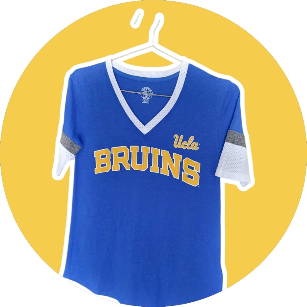 Rival Threads UCLA Bruins Women’s V Neck Tee Blue Gold Size M Nwt